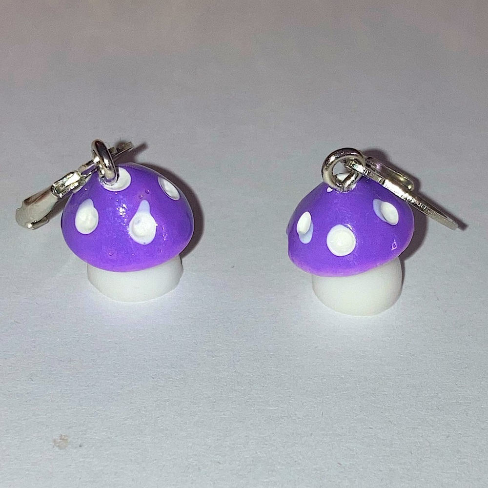 Purple Mushroom Earrings